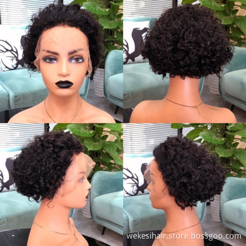 Hot Beauty Brazilian Short Bob Pixie Cut Lace Wig With Bang Wholesale Lace Front Pixie Wigs Human Hair For Black Women
